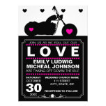 Black & White Motorcycle Biker Silhouette Wedding Announcements