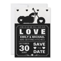 Black & White Motorcycle  Silhouette Save the Date Custom Invitations