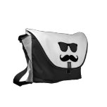 Black White Moustache and Sunglasses Humor Messenger Bags