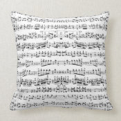 Black & White Music Notes Decorative Throw Pillow throwpillow