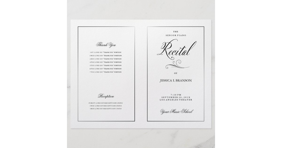 black white music recital program template flyer zazzle dance recital program template