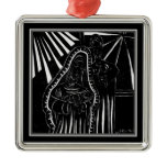 Black & White Nativity Square Christmas Ornament Black & White Nativity Square Christmas Ornament