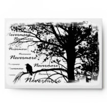 Black & White Nevermore Raven Silhouette Envelope