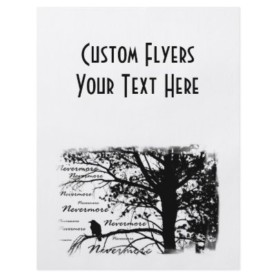 Black & White Nevermore Raven Silhouette Full Color Flyer by VoXeeD