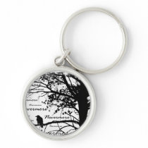 Black & White Nevermore Raven Silhouette Keychains