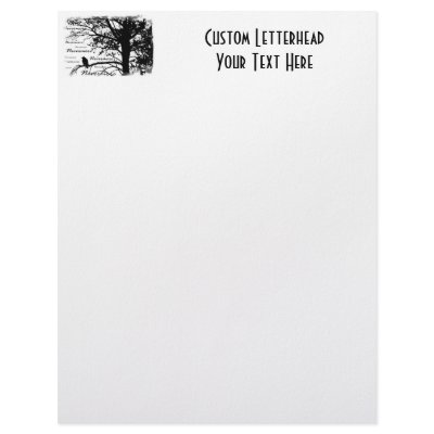 Black & White Nevermore Raven Silhouette Personalized Letterhead by VoXeeD