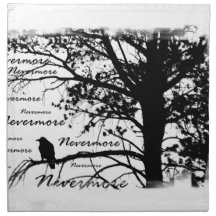 Black & White Nevermore Raven Silhouette Napkin