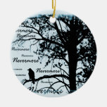 Black & White Nevermore Raven Silhouette Christmas Tree Ornament