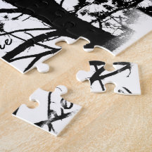 Black & White Nevermore Raven Silhouette Puzzle