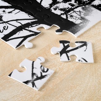 Black & White Nevermore Raven Silhouette Puzzle