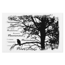 Black & White Nevermore Raven Silhouette Customized Stationery
