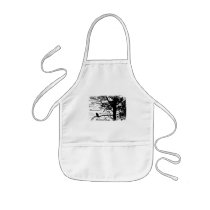 Black & White Nevermore Raven Silhouette Tree Apron