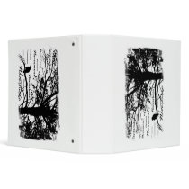 Black & White Nevermore Raven Silhouette Tree Vinyl Binder