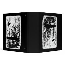 Black & White Nevermore Raven Silhouette Tree Vinyl Binder
