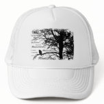 Black & White Nevermore Raven Silhouette Tree hats