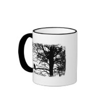 Black & White Nevermore Raven Silhouette Tree Mugs