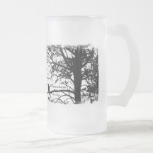 Black & White Nevermore Raven Silhouette Tree Mug