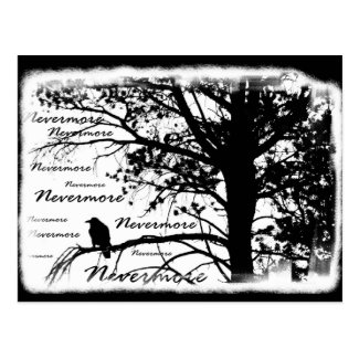 Black & White Nevermore Raven Silhouette Tree Postcard