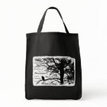 Black &amp; White Nevermore Silhouette Raven Canvas Bags