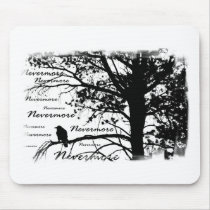 Black & White Nevermore Silhouette Raven mousepads by VoXeeD Black & White Nevermore Silhouette Raven mousepads