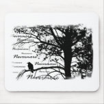 Black & White Nevermore Silhouette Raven Mouse Pads