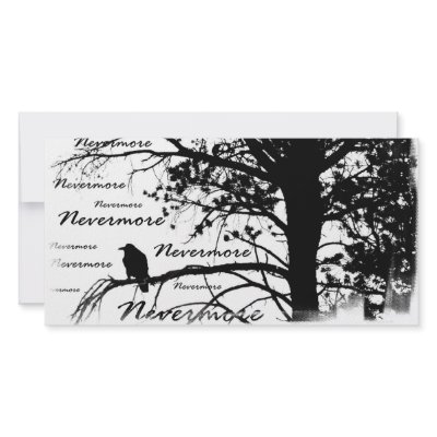Black & White Nevermore Silhouette Raven Personalized Photo Card by VoXeeD