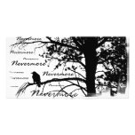 Black & White Nevermore Silhouette Raven Personalized Photo Card