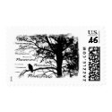Black & White Nevermore Silhouette Raven postage by VoXeeD Black & White Nevermore Silhouette Raven postage