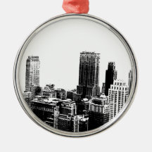 Black & White New York City Christmas Ornaments