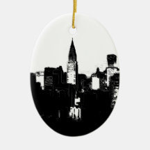 Black & White New York City Christmas Tree Ornament
