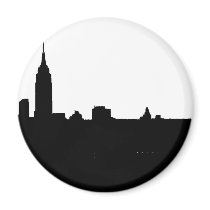 Black & White New York Silhouette Refrigerator Magnet