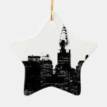 Black & White New York Silhouette Christmas Ornament