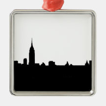 Black & White New York Silhouette Christmas Ornament
