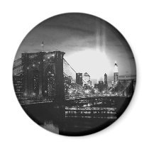 Black & White New York Skyline Fridge Magnets