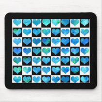 Black & White Ocean Hearts Mousepad