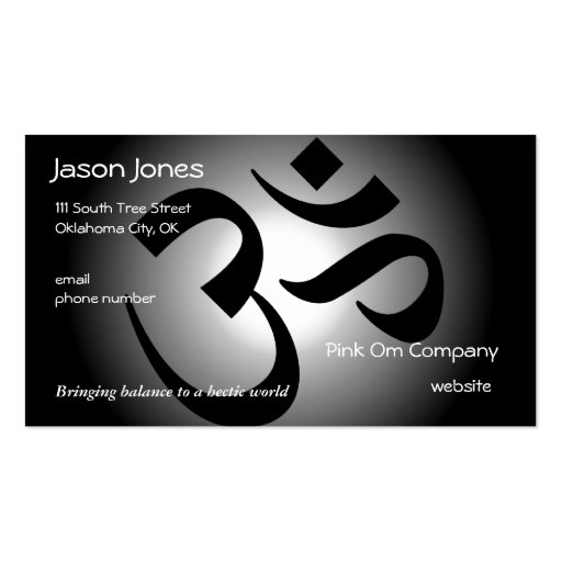 Black & White Om business card (front side)