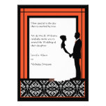 Black, White & Orange Damask Wedding Invites