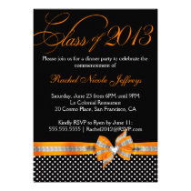 Black White Orange Polka Dot Graduation Invitation