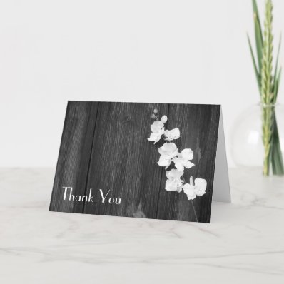 Black & White Orchids & Barn Wood Thank You Card
