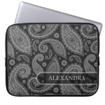 Black & White Ornate Floral Paisley Pattern 2 laptop sleeves
