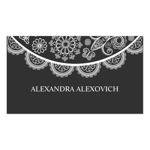 Black & White Ornate Lace Pattern Business Card Template