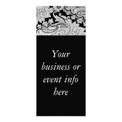 Black & White Paisley Rack Card Invitations by decembermorning