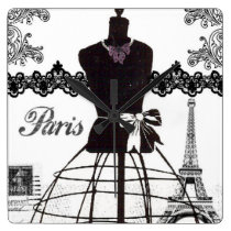 Black White Paris Fashion Mannequin Clock at Zazzle