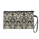 Black & White Pattern Damask Bagette Bag Wristlet Clutch