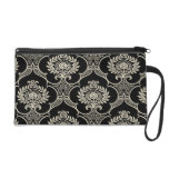Black & White Pattern Damask Bagette Bag Wristlet Clutches