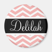 Black White Peach Chevron Name Magnets