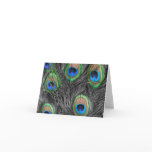 Black & White Peacock Feather Thank You Greeting Cards