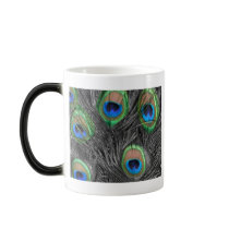 Black & White Peacock Feathers Mug by ChristyWyoming Black & White Peacock Feathers Mug