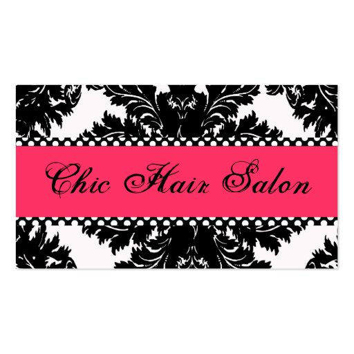 Black & White Pearl PINK Damask Business Card