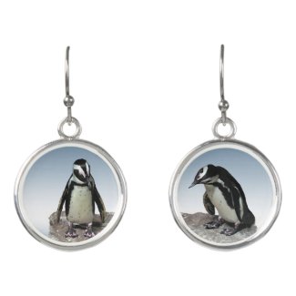 Black White Penguin Birds Drop Earrings